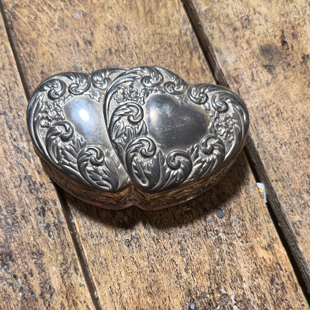 Vintage Godinger Silver-Plate Double Hearts Trinket Box